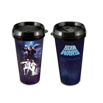 China Coffee Double Wall Plastic Cup With Insert Travel Paper Plastic Cup Drinking Bottle for sale