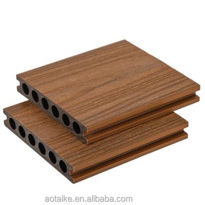 China Modern Hot selling waterproof outdoor exterior wpc decking AL-K140-25D for flooring cheap 6 round hole wood plastic composite board wpc for sale