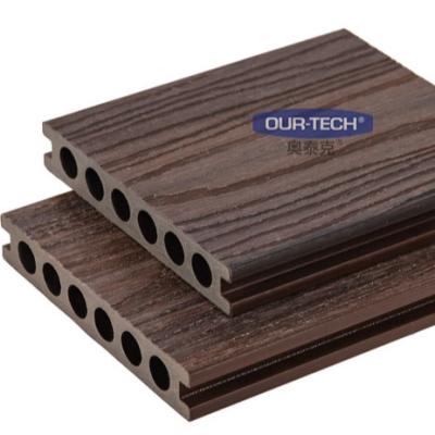 China Environmental Friendly 2023 hot sale   out door  WPC Co-extrusion  decking  round holes outer door decking 140*23 for sale