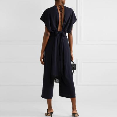 China 2021 Summer QUICK DRY Overalls Women Chiffon Short Jumpsuit Sleeves With Wide Leg Pants for sale