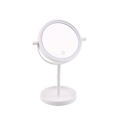 China Portable Smart Round ABS Makeup Mirror Women Single Side Led Light Cosmetic Mirror for sale