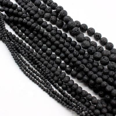 China Wholesale Black Natural Volcanic Stone Jewelry Making Loose Round Beads For Jewelry Making Accessories 4/6/8/10/12/14/16/18/20mm for sale