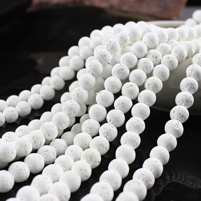 China Jewelry Making Wholesale 4/6/8/10/12/14/18/20mm Black Lava Rock Natural Round Volcanic Gemstone Natural Stone Loose Beads for sale