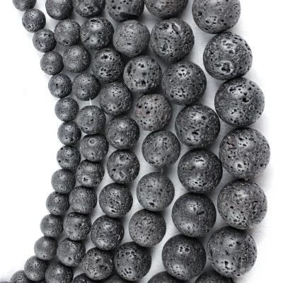 China Jewelry Making Wholesale Natural Stone Beads Lava White Black Volcanic Rock For DIY Bracelet Jewelry Accessories for sale