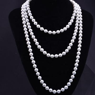 China Vintage Fashion Women Beaded Multilayer Glass Pearl Beaded Necklace Long Sweater Chain for sale