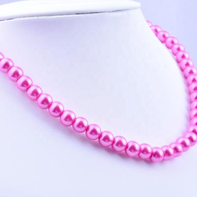 China Vintage Simple Short Multicolor Glass Bead Jewelry 8mm Glass Pearl Necklace Female Clavicle Chain For Women for sale