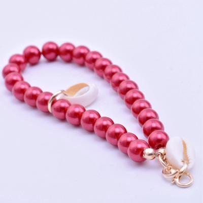 China Jewelry Making Wholesale Handmade Pearl Chain Lanyard Key Lanyard Wrist Strap Mobile Phone Charm Chain Strap for sale