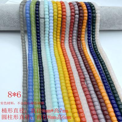 China Jewelry Making 8*6mm Multicolor Bucket Solid Color Beads Porcelain Glass Loose Beads For Jewelry Making for sale