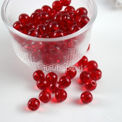 China Jewelry making transparent straight hole around red glass beads 8mm for diy bracelet necklace jewelry making for sale