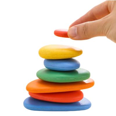 China Education Toy Set DIY Pebble Stone DIY TOY Stacking Up Game Rainbow Stacking Stones for Children Early Education Interactive Toys for sale