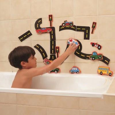 China Cognitive Floating Play 2021 Floating Soft Babies Bath Toys Eva Bath Funny Car Road Signage Fire EVA Letter Bath Funny Toy Cognitive Floating Toy for sale