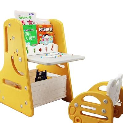 China Multifunctional Building Stage 2/Step 2 Art Table Baby Educational Drawing Board and Shop Kids Activity Table Art Desk with Storage/3in1 Learning table darwing for sale