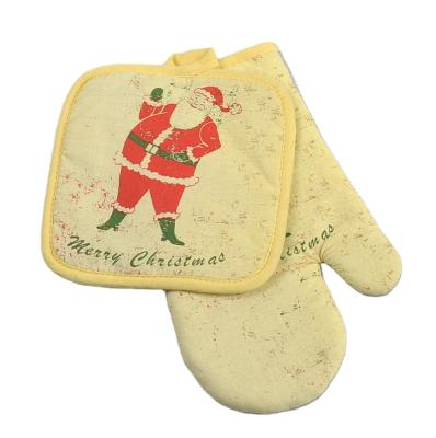 China Casual Snow Man Printed Oven Mitt Low Price Plain Kitchen Mitt Set For Christimas Mittens Custom for sale