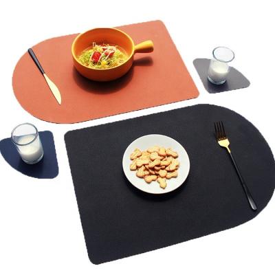 China Waterproof Sustainable Fashionable PU And Oil Resistant Western Style Food Double Layer Leather Table Mat for sale