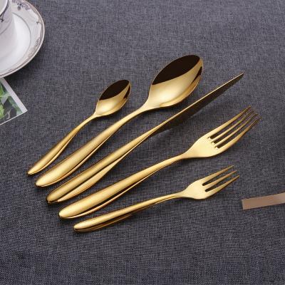 China Viable Golden Flatware Serving Knife Fork Utensils Cutlery Set Stainless Steel for sale