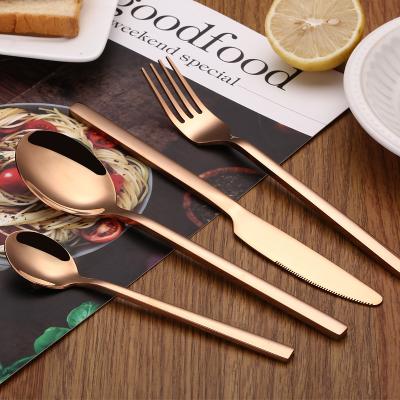 China Durable Thick Plate Knife Fork Stainless Steel 304 Stainless Steel Titanium Dinnerware Cutlery Set for sale