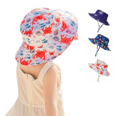 China Outdoor Casual Summer Bucket Hat For Baby Kids Chin Strap Cap Adjustable For 0-8 Years Boy Girl for sale