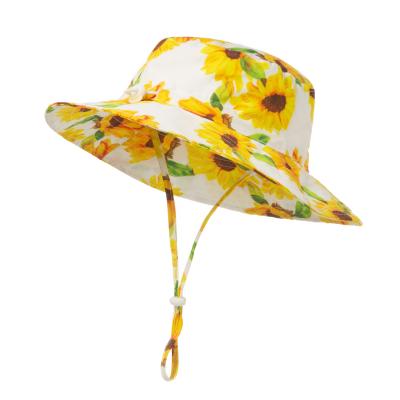 China Casual Custom Baby Sun Hat Summer Outdoor Kids Beach Covers Sunflower Bucket Hat for sale