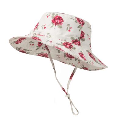 China Outdoor Casual Floral Hat Baby Summer Kids Beach Sun Covers Hawaii Bucket Hat 0-5 Years Old Kids for sale