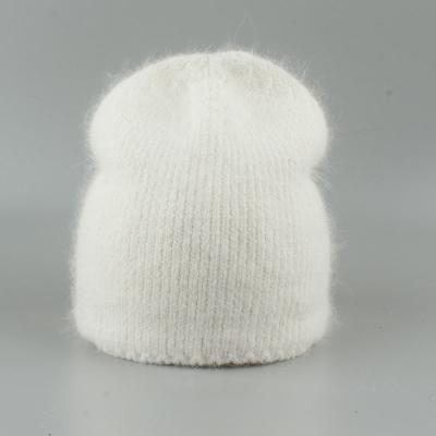 China High Quality Hair Beanie Hat Fuzzy Warm Knitted Angora Rabbit Winter Russia COMMON Women's Woolen Beanie Hats for sale