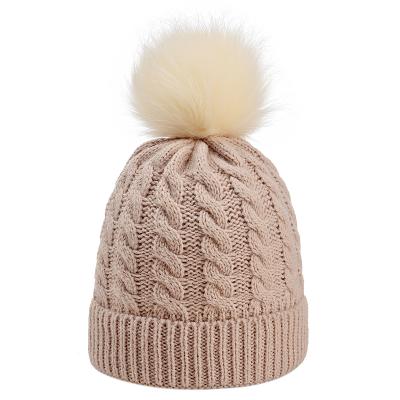 China Wholesale COMMON Women's Winter Warm Knit Pompom Cute Ski Snow Beanie Cap Fashion Pom Pom Beanies Hat For Girls for sale