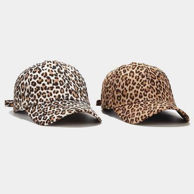 China Casual Women's Fashion Leopard Cheetah Print Sun Hat Dad Hat Adjustable Baseball Cap for sale