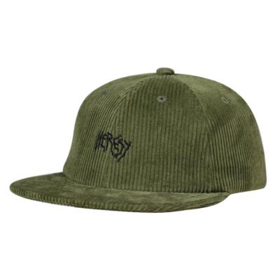 China Men's Flat Adjustable Embroidery Hip-hop Snapback Baseball Cap People's Brim Green Corduroy Hat for sale