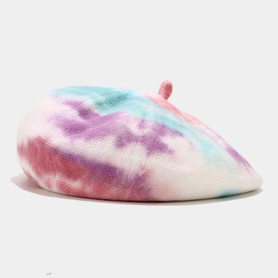 China Hot Tie Casual Colorful Dye Knit Beanie For Women Wool Cap Beanie Party Beret Hat Winter Beanie Hat for sale