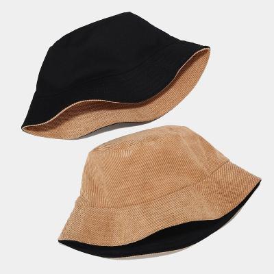 China Wholesale Custom Logo Women High Quality Ribbed Vintage Corduroy Bucket Hat Men's Reversible Corduroy Bucket Hat Custom Made for sale