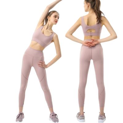 China High Quality Breathable Fitness Crop Workout Sports Compression Women Tank Top Yoga Leggings Set Equipments for sale