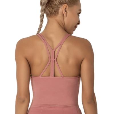 China Breathable High Quality Workout Fitness Women Gym Clothing Yoga Back Cross Crop Running Top Tank for sale