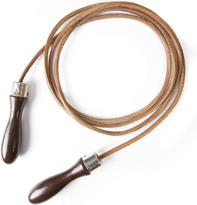 China Comfy Eco-Friendly Vintage Leather Jump Rope With Wooden Handles for sale