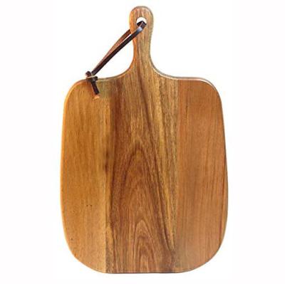 China Sustainable Acacia Wood Cutting Board With Handle Hardwood Small Chopper For Kitchen for sale