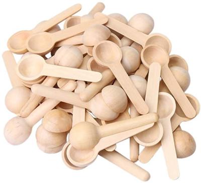 China Sustainable Customized Sugar Small Handmade Mini Natural Wooden Birch Salt Scoops for sale