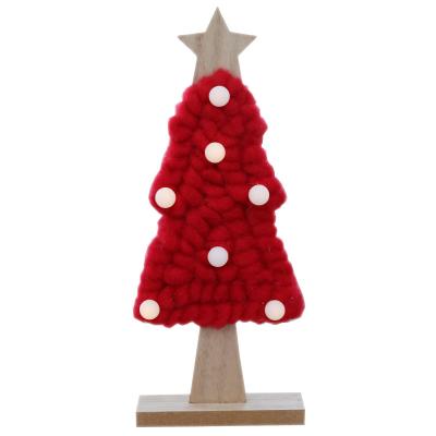 China Creative Christamas Home Decoration Wool Felt Wooden Christmas Tree Ornaments Christmas Light Decoration for sale