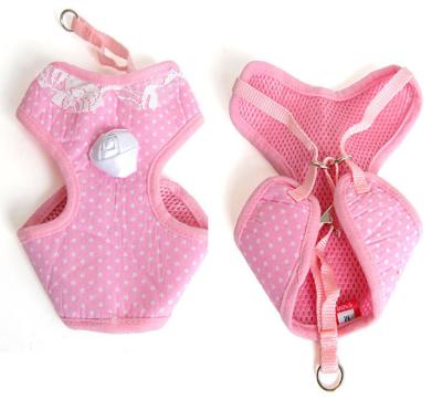 China Beautiful Viable Popular Selling Puppy Harness and Leash Set Reversible 3D Flower Strap Vest Collar Pink for sale