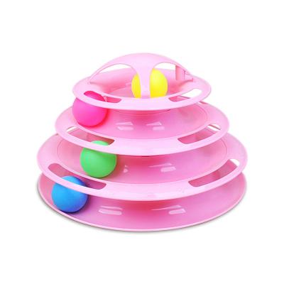 China Viable Wholesale Classic 4 Level Tracks Interactive Ball Toys For Cats Detachable Tower Function Track Toys for sale