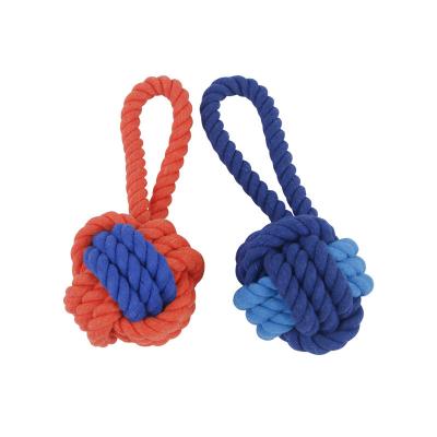 China Sustainable Eco Friendly Dog Toys Teeth Cleaning Cotton Rope Ball Braided Chew Knotted Ball Toothbrush Rope Toy for sale