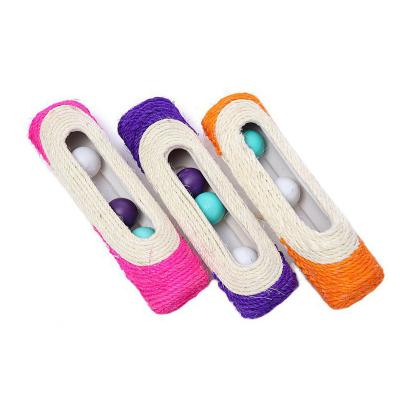 China Sustainable Pet Toys Ball Cats Long Roller Three Board Ring Ball Sisal Cat Scratching Teasing Badminton Cat Toy for sale