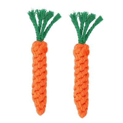 China Wholesale Viable Knit Handmade Cotton Rope Carrot Training Dog Chew Durable Interactive Knitting Toys for sale