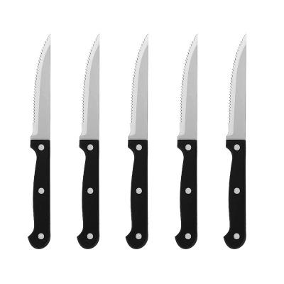 China Viable Color Factory Customized Kitchen Knives 4.5 Inch Logo Stainless Steel 6pcs Steak Knife Metal Customized Set for sale