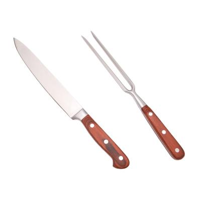 China Durable Spot Goods Meat Carving Knife And Fork Set Two Piece Stainless Steel 8