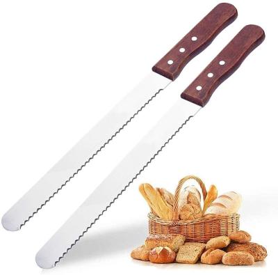 China Viable New Product Customized Logo Kitchen Knives Stainless Steel Bread Knife With Wood Handle for sale