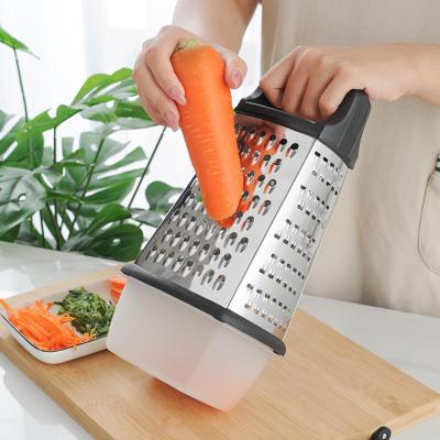 China New Sustainable Restaurant.home.kitchen Fruit Vegetable Tools Stainless Steel Plastic Box Vegetable Grater With 4 Sides for sale