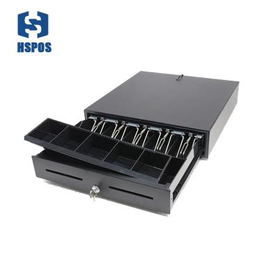 China Quality black and white cash drawer with lock for restaurant or supermarket with 5 bills 8 coins for cashier box can adjust RJ11 phone booth port for sale