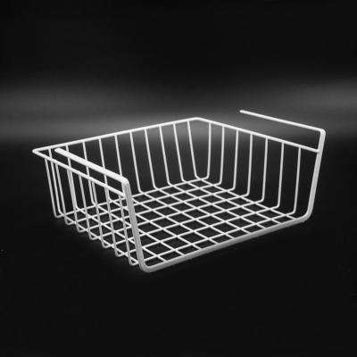 China Sustainable White PE Coating Organizer For Cabinet Hanging Storage Under Shelf Basket for sale