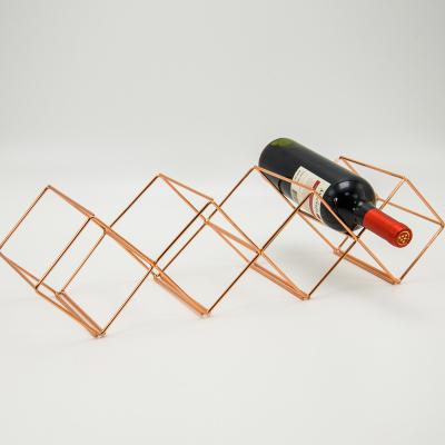 China Sustainable Wholesale Geometric Long Square Seven Bottles Wine Rack Rack for sale