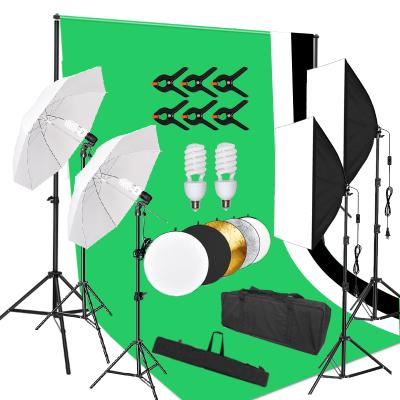 China Video Photography Studio Lighting Kit 6.6x 10ft Background Support Photo Backdrop Softbox Umbrellas With 5 in 1 Reflector 50cm*70cm for sale