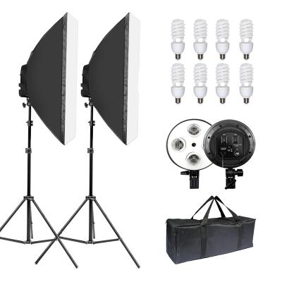 China Reflective Fabric Photography Studio Lighting E27 4in1 Lamp Head Stand Photo Portrait and Product Continuous Softbox Video Shooting Kit for sale