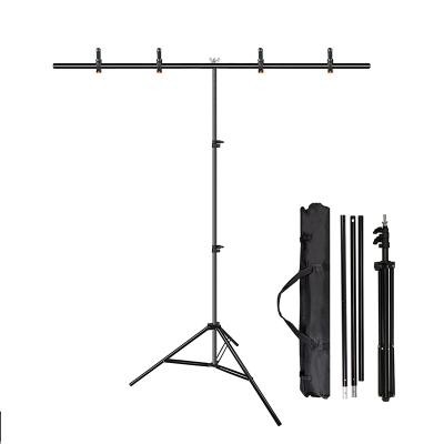 China Aluminum T shape backdrop stand 2 x 2 m/6.5ft X 6.5ft portable photo background stand with 4 spring clamps for photography video studio for sale